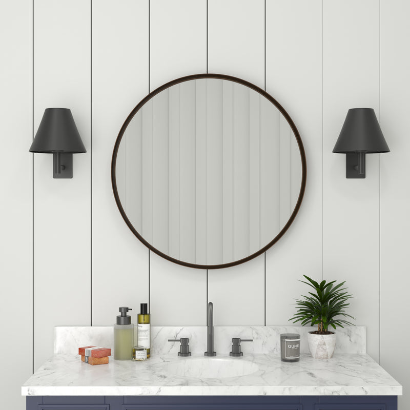 Jennifer 27.5" Round  Metal Framed Wall Mirror