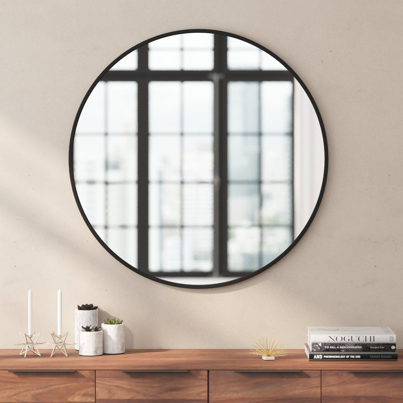 Julianne Round Metal Framed Wall Mirror